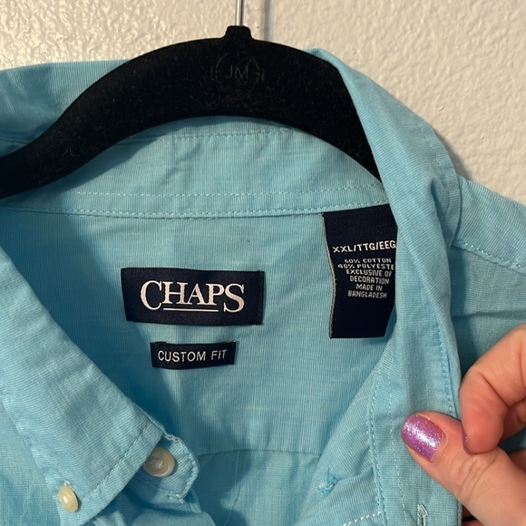 5/$25 | CHAPS Custom Fit Bright Blue Button Up Shirt - Picture 3 of 5